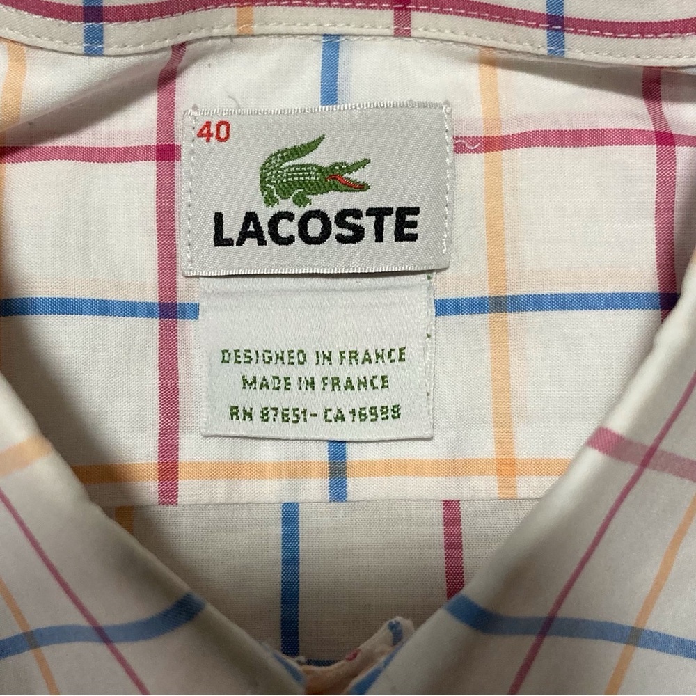 Lacoste Men's 100% Cotton Shirt - Some‎ Flaws | Neck Size 15 1/2 - 15 3/4 - Picture 4 of 16